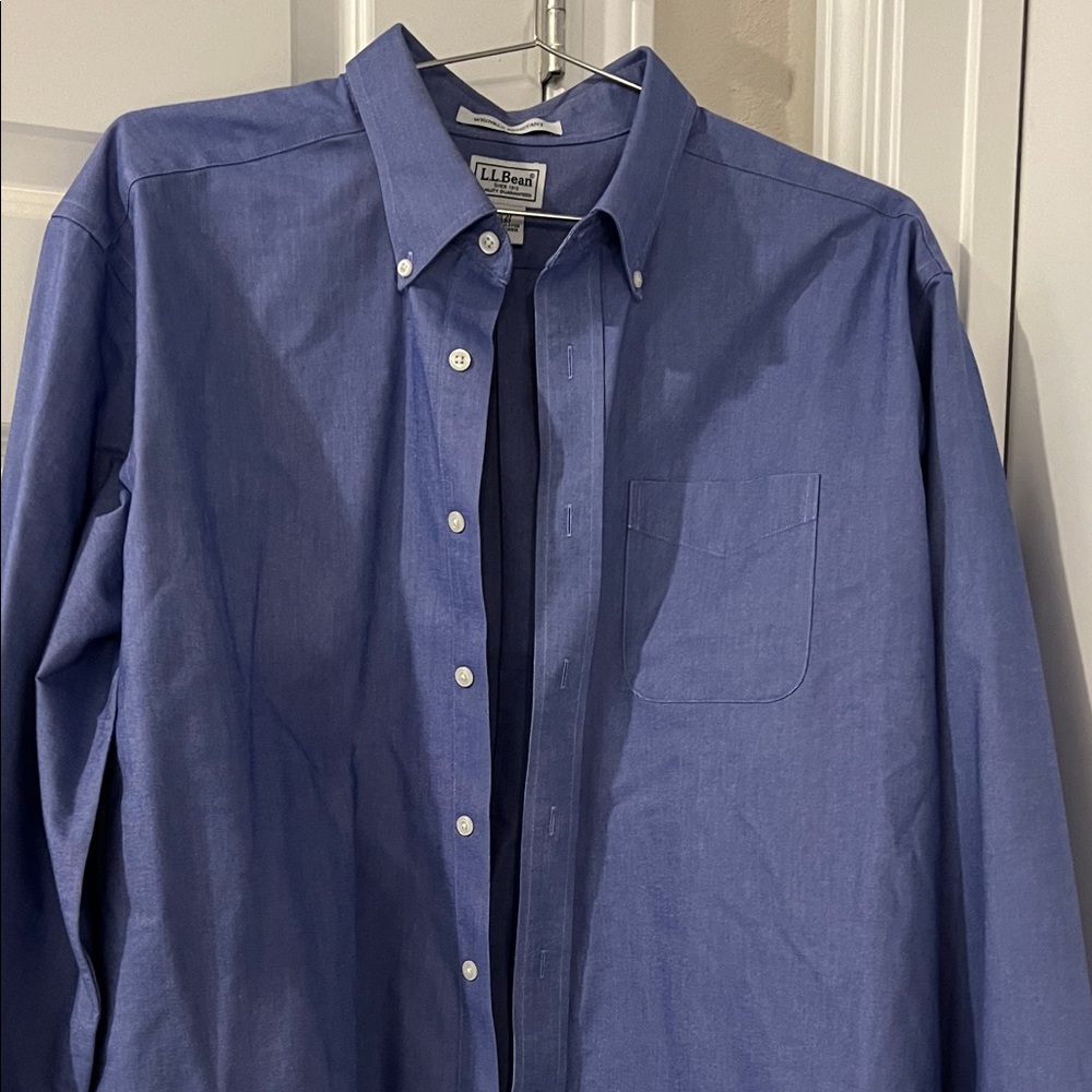 L.L. Bean Men's Casual Blue Button-Down Shirt
